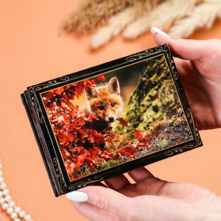 Casket "Animals", 10 × 14 cm, lacquer miniature, mix-2