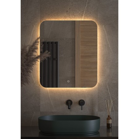 Mirror with Defesto LED lighting 23 W, 60x70 cm, sensory switch, warm white light-2