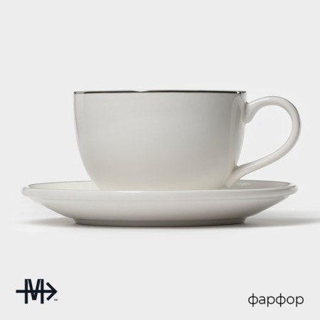 Tea steam porcelain Magistro la Perle, 2 items: a cup 230 ml, a saucer d = 15 cm, white color-1