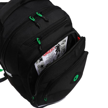 School backpack, 40 x 25 x 22 cm, Grizzly, ergonomic back, laptop department, black-11