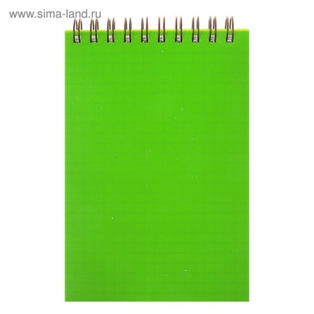 Notepad A6, 80 sheets in the cage on the crest "Green. Neon", plastic cover