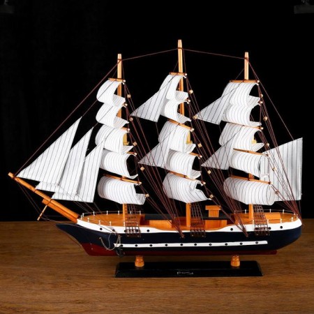 The souvenir ship is large "Gedan", the sides are blue, the sails are white, 82 × 13 × 62 cm