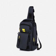 Male sling bag from textiles, with USB, gray color