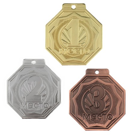 Prize medal "2 place", d = 5 cm., Silver color-1