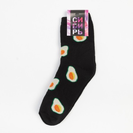 Women's socks "Avocado", black color, size 23-25-4