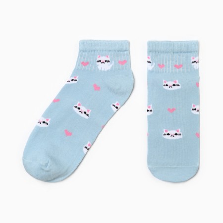 Women's socks "cat", blue color, rr 23-25