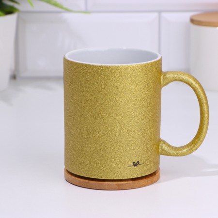 Sublimation mug "Drill", gold glitter-2