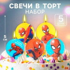 Candle in the cake set, Spider-Man. 5 pcs.