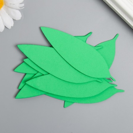 The workpiece of Foamiran "leaf" 10x3 cm, thickness. 1mm, set 10 pcs, dark green-1