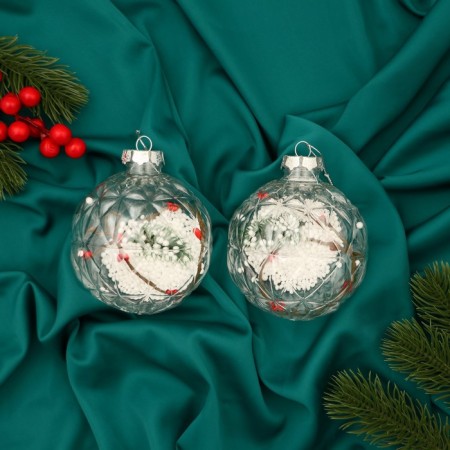 Set of balls plastic D-10 cm, 2 pcs "carnival" twig snow sticks