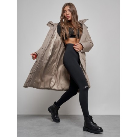 Coat insulated winter female, size 42, color light brown-12