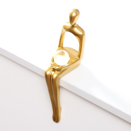 Souvenir Polystone "Girl with a ball" Gold 23x5.6x9 cm-2