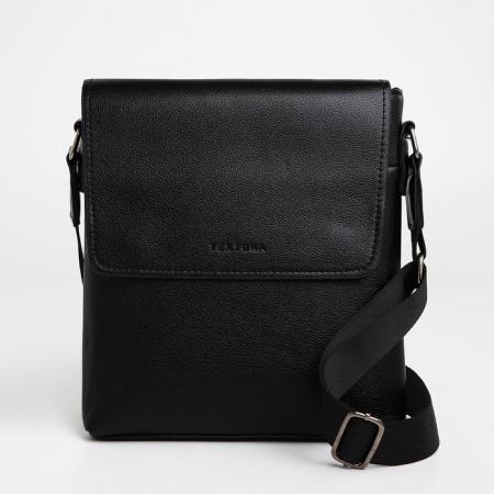 Male bag over the shoulder, Textura, external pocket, black color-2