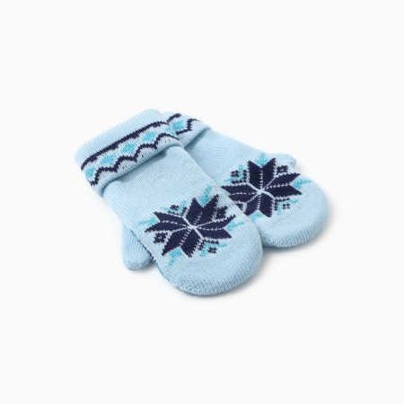 New Year. Double female mittens, blue color, river 18