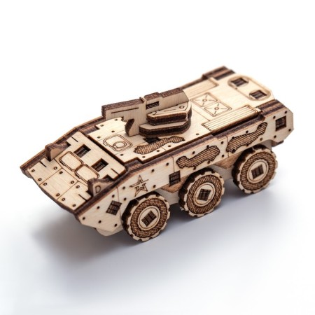 Wooden designer, prefabricated model "BTR"-4