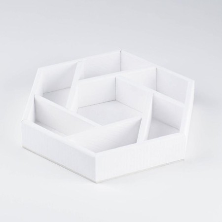 Wooden box "hexagon" with partitions 28x24.5x5 cm, white color-1