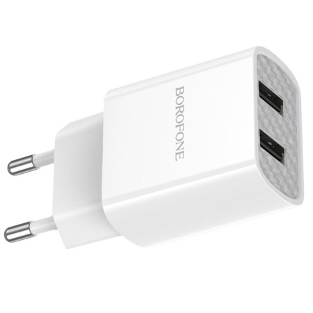 Network charger Borofone BA53A, 2XUSB, 2.1 A, MicroUSB cable, 1 m, white-2