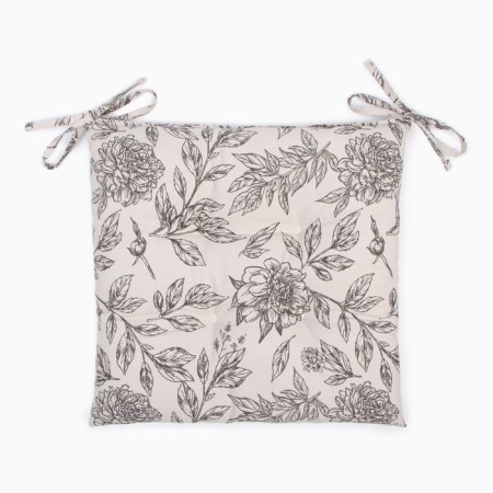 Siddle on the chair Ethel "Black Flowers" 42x42cm, 100% cotton, 190 g/m2-4