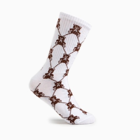 Women's socks, white color/bears, size 23-25 ​​(37-40)