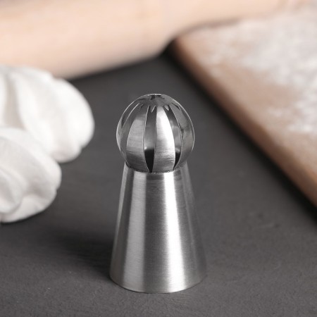 Confectionery nozzle “Spheres. Profiles with a drop and star”, D = 3 cm, 2,3 cm output, stainless steel-1