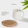 Tea couple ceramic with a spoon Bellatenero, 3 objects: a cup 220 ml, a spoon, a wooden saucer, white color