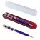 Gift handle, ballpoint "luxury" in a plastic case, rotary, blue with golden inserts