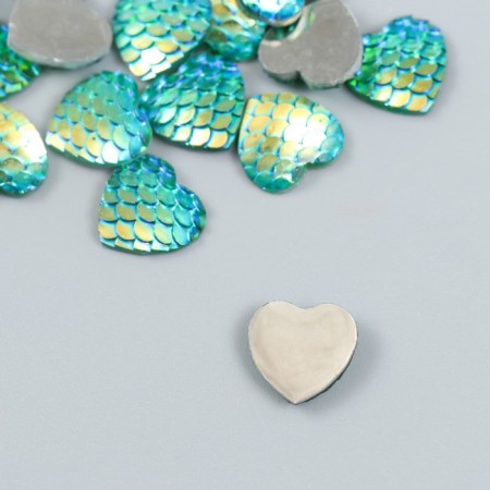 Decor for creativity plastic "Green scales - heart" 1.2x1.2 cm-1