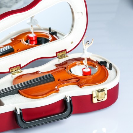 Casket Musical Plastic Mechanical "Violin" Bordeaux 6x34.5x12.7 cm-3