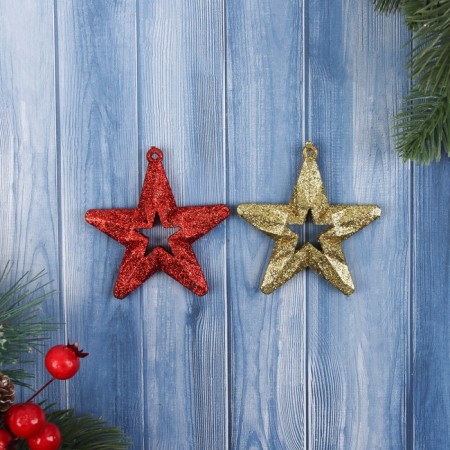 Jewelry decoration "Glitter" (set 2 pcs) 7x6.5 cm, red gold