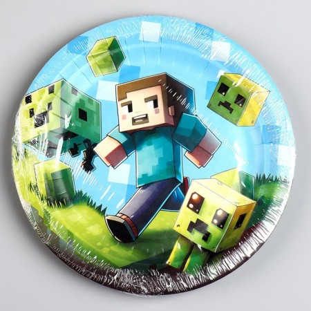 Disposable paper plate "Pixels", 18 cm-4