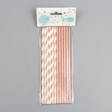 Assorted cocktail tubes, set 12 pieces in a set, pink gold color-1