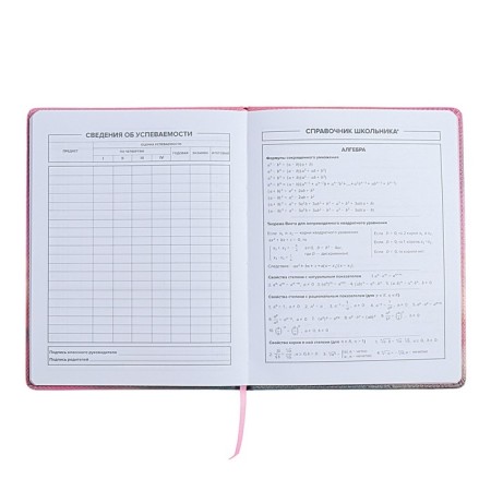 Universal Diary Grade 1-11, 48 sheets "Gray fluff", solid cover of artificial leather, lies, universal cheat sheet, block 80 g/m2-7