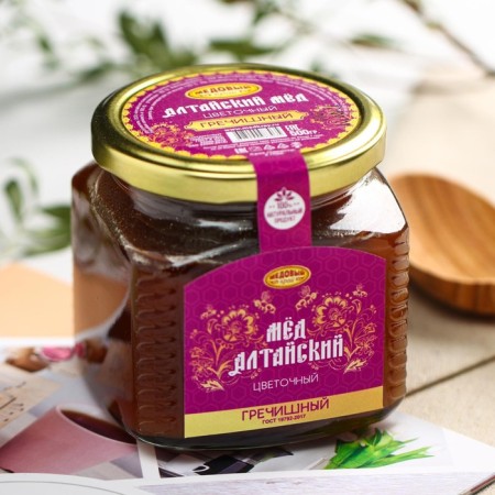 Altai buckwheat, natural flower honey, 500 g-6