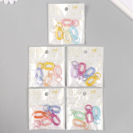 Carabiner Metal with a ring "Oval. Purvalum gloss" MIX 4x1.6 cm-4