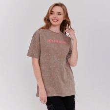 Футболка женская, цвет коричневый, размер ONE SIZE (42-46)