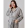 Women's robe with a hood, size 46, silver color