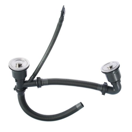 Kitchen sink Aflorn AF97843-D, Sredal, double, S = 3.0 and 0.8 mm, 78x43x22 cm, siphon, satin-4