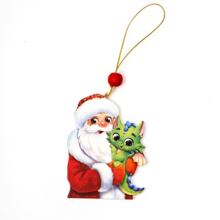 New Year's Wooden Suspension "New Year! Santa Claus and Dragon "-1