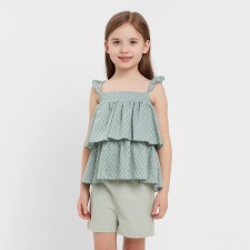 TOP for Minaku girl: Cotton Collection olive color, height 122