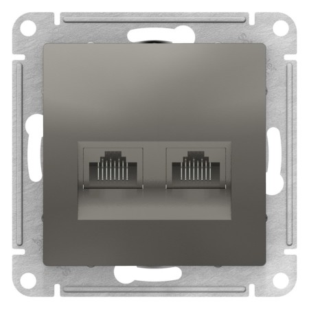 SE ATLASDESIGN, Double, Computer, RJ45+RJ45, cat. 5E, mechanism, color steel