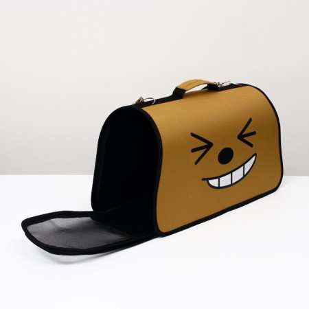 Bag - Animal carrying "Smile", brown, size m, 40 x 21 x 27 cm, brown-1
