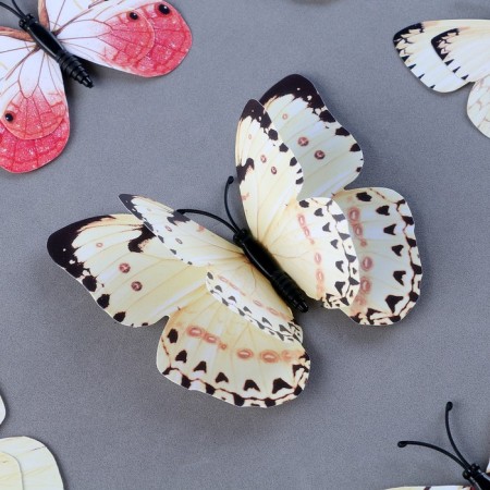 Set for decorating "Butterflies", 12 pcs, with black inserts, white color-3