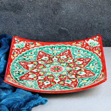 Largan Rishtan ceramics "Patterns", 33 cm, square, red