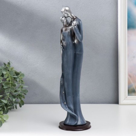 Souvenir Polystone "Kiss" rhinestones silver and blue 36x10x10 cm-4