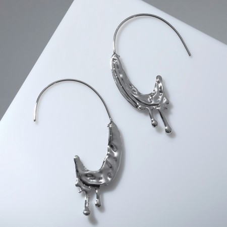 Earrings Metal "Trend" melting, color silver-1