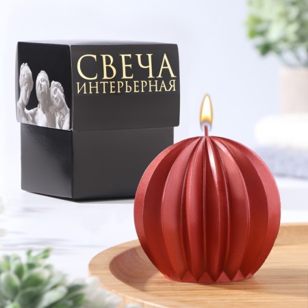 Figure candle "Ball facet", 6.5x6.5 cm, red, in the box
