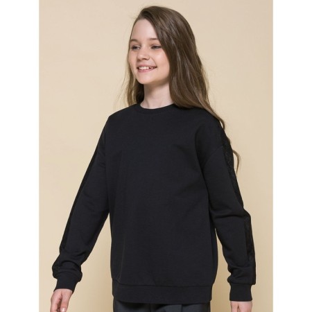 Sweatshirt for girls, height 122 cm, black color-1