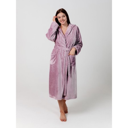 Women's robe with a hood, size 50, plum color-2