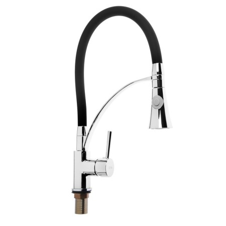 Zein kitchen mixer, flexible spout, cartridge ceramics 40 mm, brass, chrome/black-3