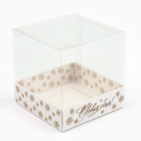 Box for confectionery "Golden Blizzard", 10 x 10 x 10 cm, New Year-1